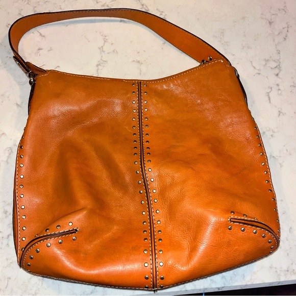 Michael Kors Orange Studded Shoulder Bag - Picture 2 of 11